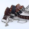 Belts Women Punk Chain Fashion Belt Adjustable Black Double/Single Eyelet Grommet Leather Buckle BeltBelts Fred22