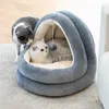 Luksusowe kota z łóżkiem z jaskini mikrofibry w pomieszczenia Pet Namiot ciepłego miękkiego poduszki przytulne łóżka śpiące