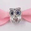 Sterling Silver Beads 925 Sparkling Owl Charm Charms Fits European Style Jewelry Bracelets Necklace