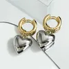 Hoop & Huggie Trendy Simple Gold Silver Color Heart Pendant Drop Earrings For Women Minimalist Metal 2022 JewelryHoop