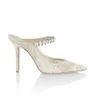 White Lace Baily Pearls Embellished Strappy Sandals Shoes For Women's Wedding Dress Lady Elgant Pointed Toe High Heels00