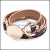 ПУ кожаные браслеты браслеты женщин Mtilayer регулируемые мода дизайн круглые металлические обертывания очарование браслет леопардовый леди рука манжеты кнопка панкю