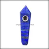 Smoking Pipes Accessories Household Sundries Home Garden Natural Lapis Lazi Energy Stone Gemstone Tobacco Obelisk Healing Wand Crystal Qua