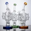Blue Green Amber Recycler Bong Hookahs Octopus Arms Glass Bongs Matrix Perc Percolator Water Pipes 14mm Joint Oil Dab Rigs Rig With Bowl