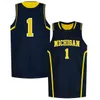 Michigan Wolverines Maillots Cole Bajema Jersey CJ Baird Eli Brooks Colin Castleton Davis College Basketball Maillots Hommes Cousu sur mesure