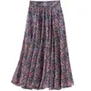 Femme NOUVEAU Multicolore Paisley Imprimer Midi Jupe Plissée Taille Haute Avec Paillettes Détail Zipper Retour Mode Jupes Longues T200324