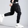 Boy Multi Pockets Cargo Harem Pants Streetwear Hip Hop Black Grey Casual Męskie Joggery Spodnie Fashion Harajuku Men Punk 220719