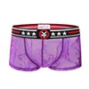 Caleçons Boxer Transparent pour hommes, sous-vêtements transparents en dentelle transparente, pochette convexe, culotte Sissy, lingerie érotique