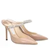 Mule Women's Wedding Party Dress Bridal sandals Stiletto Heels Ankle Strap Pearls & Strass Sexy Pumps Pointed Toe Women Footwear