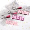 Akryl mamma bokstäver nyckelkedjor Familjens mors dag gåva glitter tofs nyckelchain nyckel ring bilväska hängsmycken för kvinnor