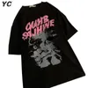 Harajuku Anime Esthétique Punk Goth Noir Hip Hop Femme T-shirt Été Streetwear Dames Gothique Tops T-shirt Oversize Vêtements BF 220708