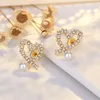 925 zilveren OL zoete liefde hart oorknopjes met glanzende kristallen bling diamant 18K gouden luxe parel designer oorringen oorbellen e291S