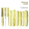 Hair Brushes Salon Stylist Professional Electroplated Gold Hairdresser Cut Comb Hollow Tip Tail Haircut224a6383845