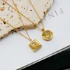 Pendentif Colliers ZMFashion Ins Vente Collier 18K Plaqué Or Métal Texture En Acier Inoxydable Pour Les Femmes Parti Bijoux CadeauxPendentif