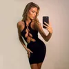 Black Sexy Cut Out Party Bandage Dresses for Women's Summer Elegant Fashion Bodycon Mini Dress Woman White Club Outfits 220509