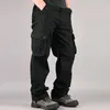 Pantaloni da caccia di cargo di cotone maschi casual pantaloni casual multi tasca sciolta tute di rettiline