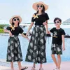 Matching Family Outfits Summer Mum Daughter Dad Son Cotton T-shirt +Pants Holiday Seaside Beach Couples Matching Clothing