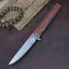 Top Quality R0708 Pocket Folding Knife 76 layers VG10 Damascus Steel Blade Rosewood / Abalone shell Handle Ball Bearing Flipper Fast Open Knives