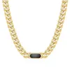 Mecylife Luxury 18K Gold Women Cuban Linkチェーンネックレスステインルスチールナチュラルシェルネックレス