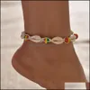 Anklets Jewelry Bohemian Turtle Shell Summer Beach Anklet for Women Tortoise Seach Charm Cash String Beads Chains Caving Braccialetti alla caviglia su gambe boho