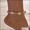 Fußkettchen Schmuck Bohemian Turtle Shell Sommer Strand Fußkettchen Für Frauen Schildkröte Muschel Charme String Perlen Ketten Knöchel Armbänder Auf Bein Boho