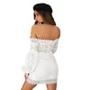 カジュアルドレス白い刺繍襟包帯ドレスレディースビーチスカートセクシーな肩のパーティーラップタイツ
