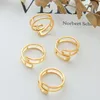 Cluster Rings Arrival Statement Paper Clip Opening Ring For Women Fashion Geometric Hollow Gold Color Finger Trendy Gift 2022Cluster
