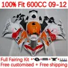 جسم OEM لـ Honda CBR600 CBR 600F5 600 RR CC F5 09-12 HODERWORK 146NO.10 CBR-600 CBR600RR 09 10 11 12 CBR 600RR 600CC 2009 2010 2011 2012 Injection Failings White Orange