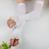 Коленные колодки локоть мода женщины эластичная рукава, проезжающие, перчатки длинные пальцы шелковая кружевная рукава рука
