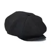Bérets laine Tweed Sboy casquette hommes Vintage noir gris plat pointe chapeaux de rue chevrons Gatsby Baker Boy HatBérets BéretsBérets