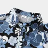 Blue Flower Print Hawaiian Shirt Men 2022 Summer Casual Short Sleeve Button Up Beach Floral Shirts Men Summer Hawaii Chemise 3XL L220704