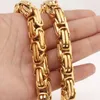 Handmade Gift Stainless Steel Gold Tone Jewelry Byzantine Box Chain Men's Unisex's Necklace Or Bracelet Wristband 7"-40" Chains