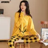 Duży rozmiar 5xl sutowa odzież dla kobiet jesienna zima długie rękawy Pijamas moda szykowna okrągła szyja dziewczęta piżamy kawaii PJs for lady 220321