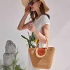 Shoppingkassar Varukorg Straw Summer Kvinnor Tote Bucket Shopper Beach Ladies Handväskor Vår Casual Fashion Kvinna Topphandtag Väska Tjejer Väskor 220318