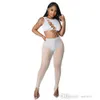 2022 New Fashion Women Pants Outfits Sexy Sleeveless Hollow Out Bandage Mesh Perspective Tight Body Suits