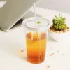 Stock 16oz Plastic Tumblers Double Wall Acrylic Clear Drinking Juice Cup With Lid And Straw Coffee Mug DIY Transparent Mugs FY5391