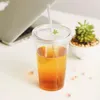 新しいストック16オンスのプラスチックタンブラーダブルウォールアクリルクリアドリンクジュースカップとストローコーヒーマグDIY透明マグカップ