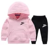 Winter Children Clothing Suit Sport Brand LOGO Sets Kid Warm 100% Cotton Sports Suit Long-Sleeved Hooded Pants 2pcs/Set Baby Boy Sweater