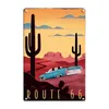 Route 66 Vintage Retro -borden Wall Tin Plate Painting Bar Club Pub Cafe Home Decor Wall 30*20 cm Metalen Poster Travel On Road