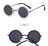Crianças Óculos de sol Metal redondo pérolas garotas boby infantil óculos de sol gafas de sol uv400