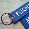 Keychains MiFaViPa Blue FLIGHT CREW Keychain Fashion Trinket Phone Strap Black Embroidery CESSNA Key Chain For Aviation Gift Ring 1 PC