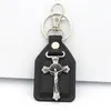 Keychains Jesus Cross Charms Key Chain Ring Pu Leather St.
