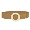 Belts Women Solid Woven Elastic Casual Summer Belt Stretch Skinny With Wooden Buckle Silver And Sparkly Ribbon BeltBelts