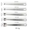 5 pcs / conjunto de aço inoxidável redondo medindo colheres de cozinha ferramentas de cozimento para medir a ferramenta de cozimento de bolo de pó líquido