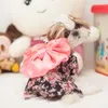 Платье для собак с цветочным принтом с большими луками на спине домашних животных Kimono Janpan одежда XS-XL Розовые костюмы черных кошек