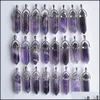 Charms Bijoux R￩sultats Composants Natural Stone Amethyst Hexagonal Healing Reiki Point Crystal Pendants pour faire des boucles d'oreilles de collier de bricolage