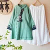Vêtements ethniques chinois rétro amélioré Cheongsam haut coton lin fleur broderie chemises Qipao Hanfu Blouse femmes Tang costume ethnique