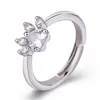 Leuke kattenpoot kristallen ring elegante en schattige cartoon design ring voor dames roze zirkonium bruiloft sieraden ringen