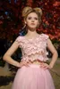 2022 Twee stukken roze 3D bloemen Appliques prom jurken sexy illusie top geen beha schep nek lange tule rok meisjes zoete 16 jurk speciale gelegenheid feest avondjurken