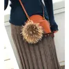 Luxury Br5 cm Real Fur Ball Pom Poms Fur Pompom Ball High Quality Keychain Key Chain Metal Ring Pendant For Women F281 220516